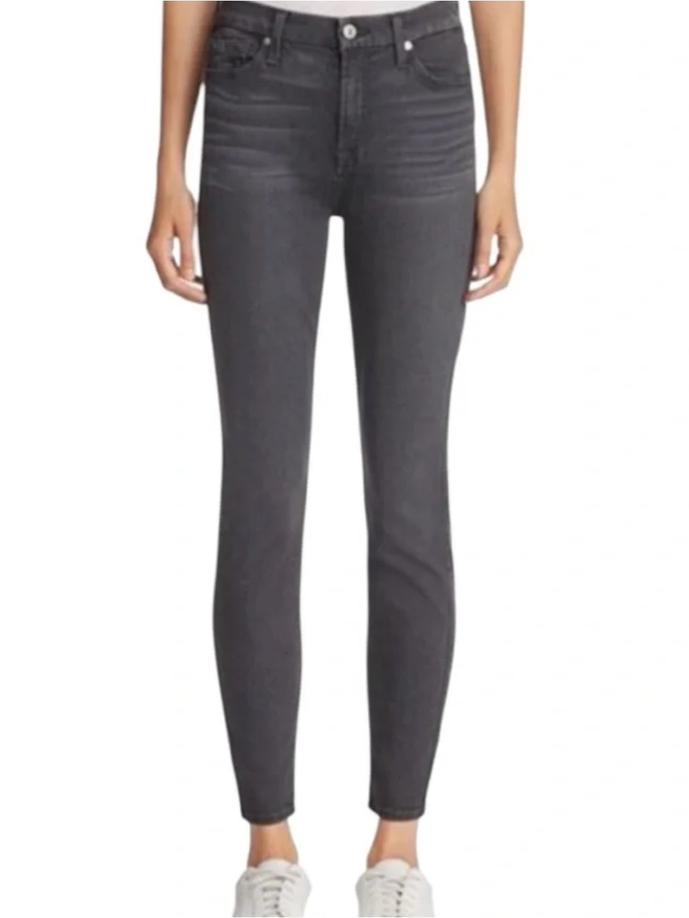 7 For All Mankind High Waist Ankle Skinny in (b)air Evening Gray Jeans, size 29